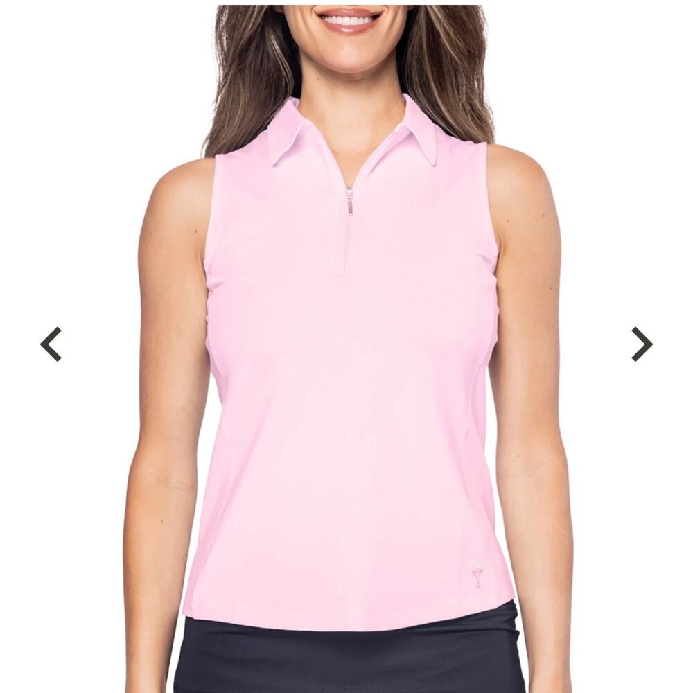Golftini Sleeveless Golf Polo Shirt Tech Breathable UPF 1/4 Zip Women XS Pink - Picture 11 of 13